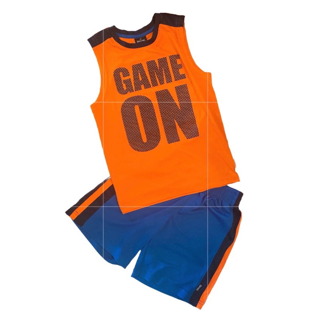 Fluorescent Orange Game On' Tank and Matching Blue Shorts Size 7 NWOT